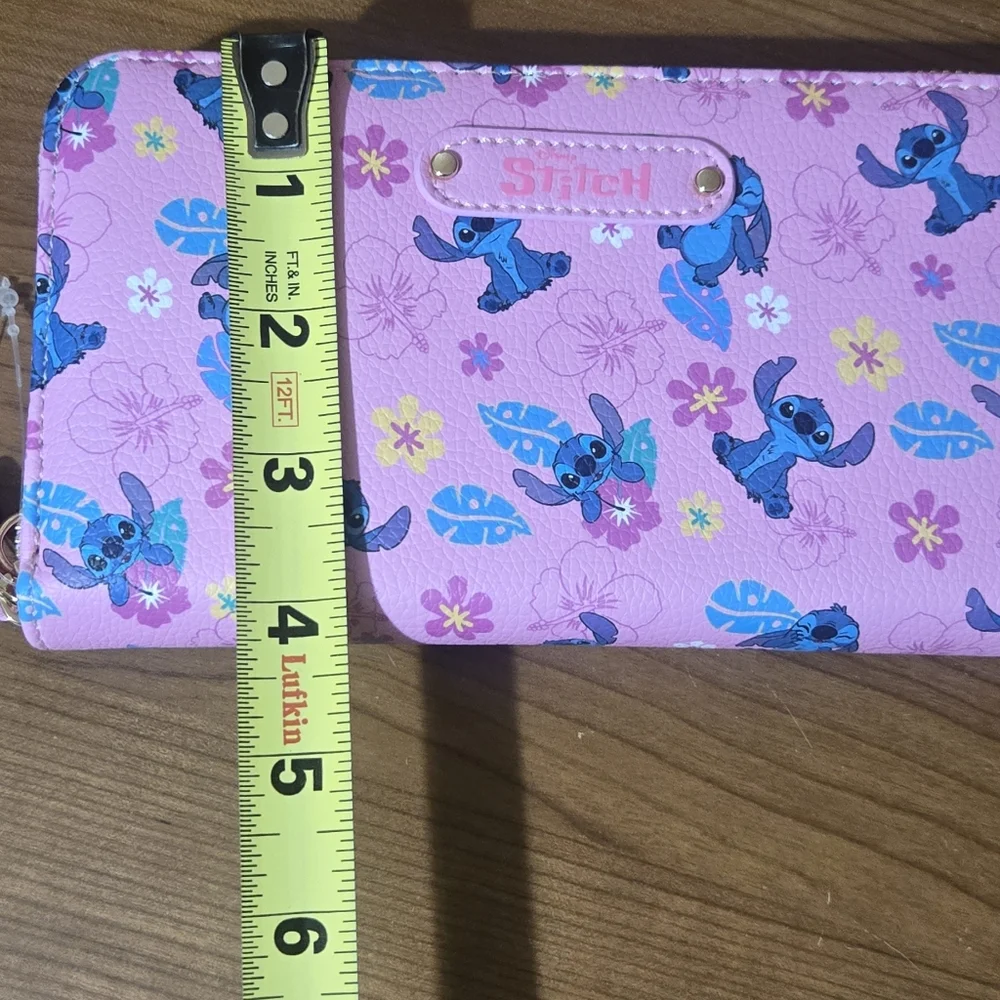 Disney Pink Zip Wallet with Blue Stitch Pattern - Picture 7 of 7